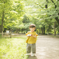 【受注生産】 tam ワイドシルエットブラウス 織ドットマスタード 7枚目の画像