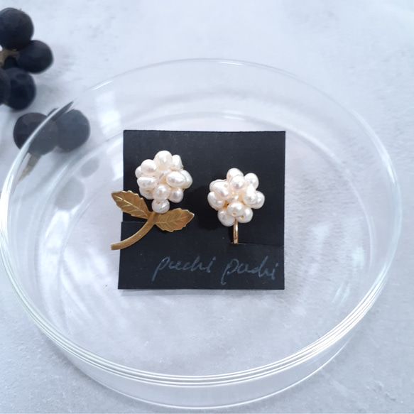 pearl＆vintage flower earrings 1枚目の画像