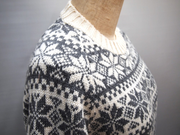 現品30％OFF ML～ ノルディック柄 ラグラン セーター 雪柄 フェア