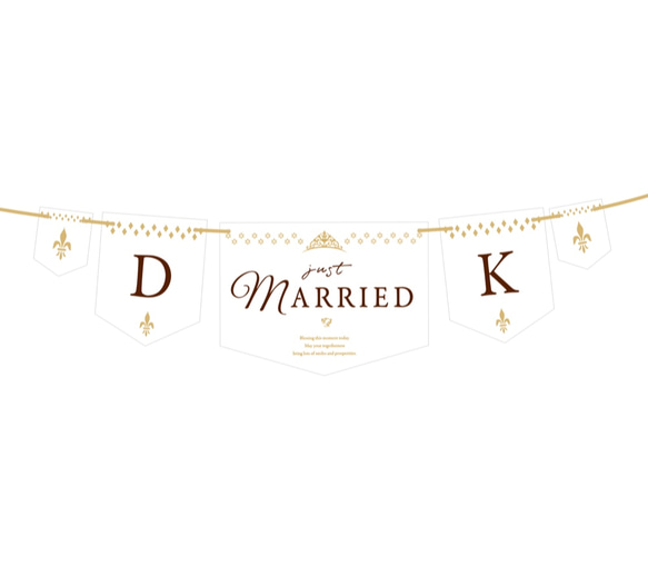 【Luxe】ウェディング ガーランド JUST MARRIED & イニシャル ★シンプルテイスト★【受注制作】 2枚目の画像