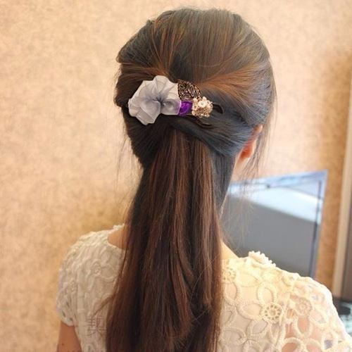 ☆再再販☆】 おしゃれ可愛い♡紫ビジューシフォン簪ヘアクリップ