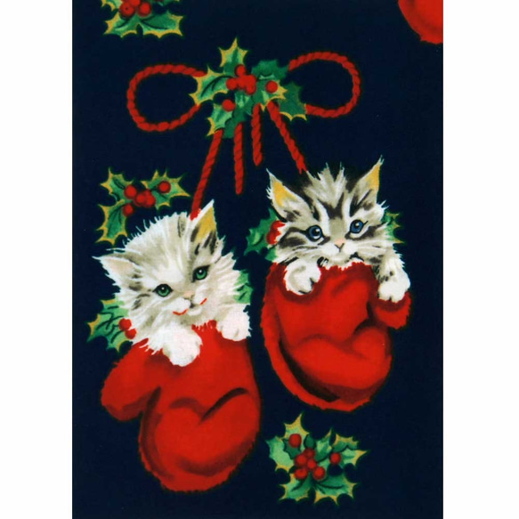ポストカード 「クリスマス」 レトロ/チープ　  09  二匹の仔猫　D-546 1枚目の画像