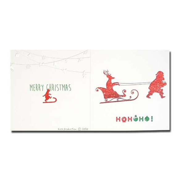 クリスマスカード　「ホーホーホー」　01 トナカイとサンタ　ho-01 2枚目の画像