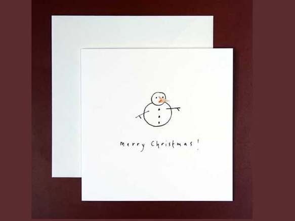 ペンシルの鉛筆の削りカスつきクリスマスカード　08  雪だるま　pen-04 1枚目の画像