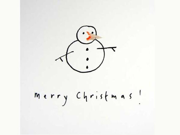 ペンシルの鉛筆の削りカスつきクリスマスカード　08  雪だるま　pen-04 3枚目の画像