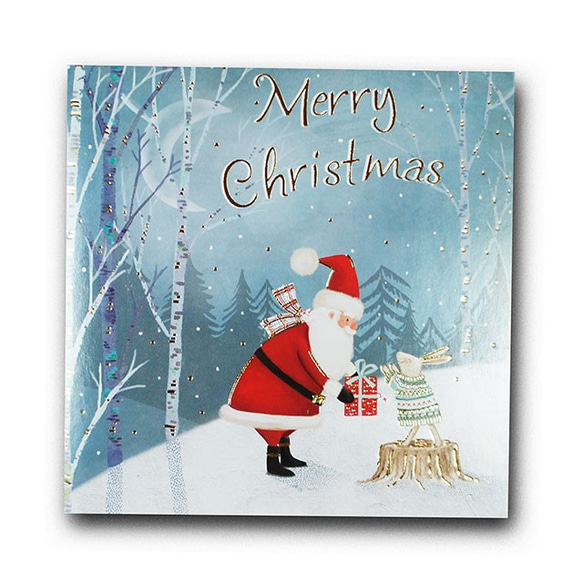 クリスマスカード　「スパークル」　73 　サンタとウサギ  xm-1174 2枚目の画像