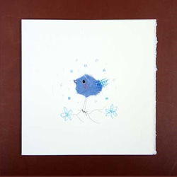 ビバリーの手描き多目的カード　21  ブルーの小鳥　bev-38 2枚目の画像