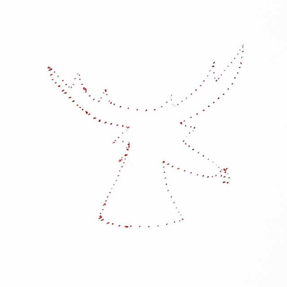 クリスマスカード　by アーティスト　「サラ」　14   赤と白のトナカイ　sar-14 3枚目の画像