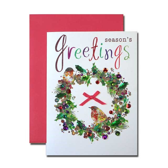 クリスマスカード 「スパンコール ノエル」 03 クリスマス リース