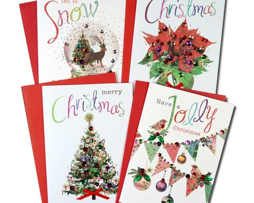 クリスマスカード 「スパンコール ノエル」 23 四点セット J 16xmas-11