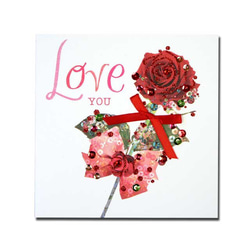 Second Nature  バレンタインカード　「スパンコール　LOVE」　01　一輪のバラ　16val-06 2枚目の画像