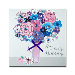 バースデーカード　「ブロッサム」　11 　ピンク、ブルーの花  blo-11 2枚目の画像