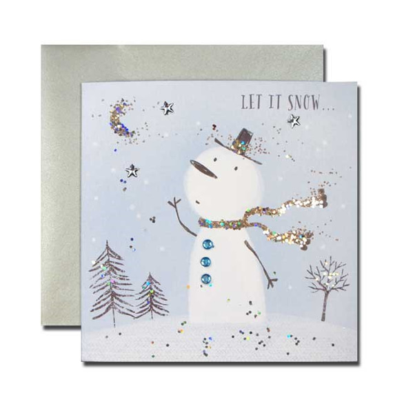 クリスマスカード　　「Xmas スパークル　ダスト」　04   雪だるま  xma-04 1枚目の画像