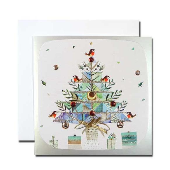 クリスマスカード　「スパークル」　21 　幾何学的なツリー  xma-18 1枚目の画像