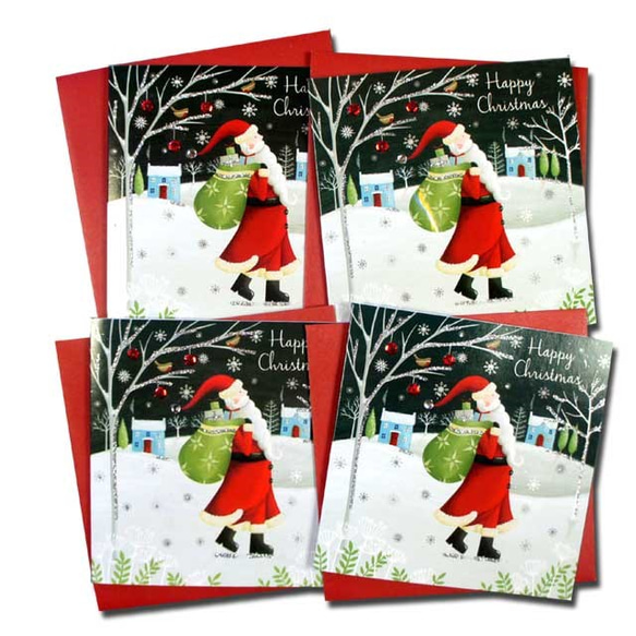 クリスマスカード　「ホワイト　クリスマス」　  87 　四点セット　AS  xma-43 1枚目の画像