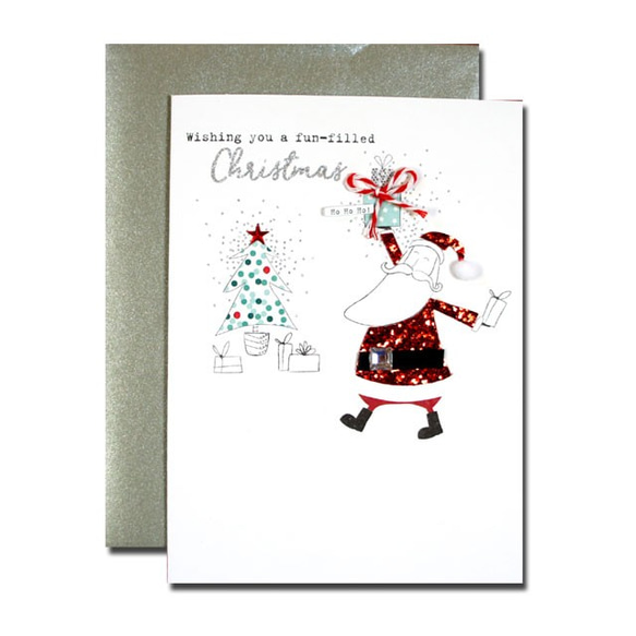 クリスマスカード　「イレジステイーブル」　01 サンタとツリー  xm-01 1枚目の画像