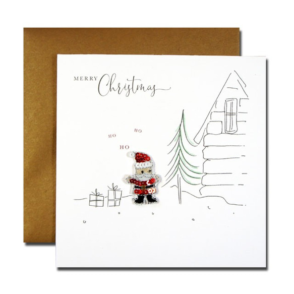 クリスマスカード　「ビーズ付」 20　四点セット F  xm-60 8枚目の画像