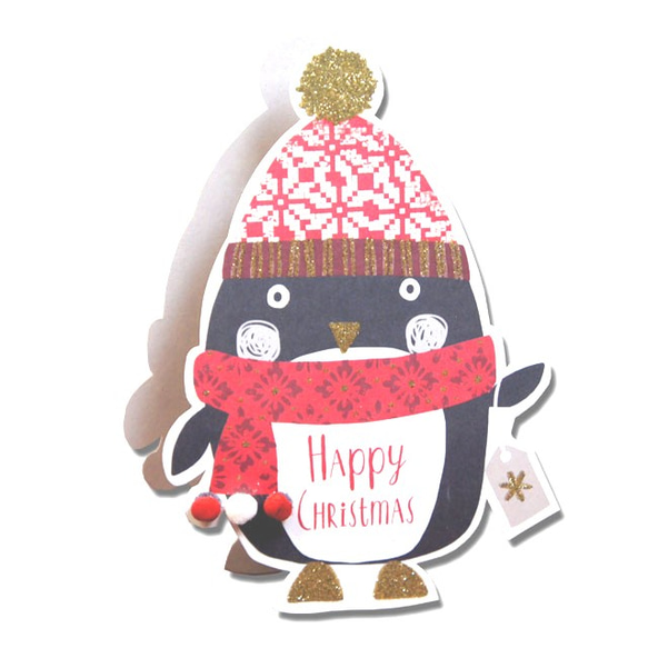 クリスマスカード　「3D」  02　 ペンギン  xm-73 1枚目の画像