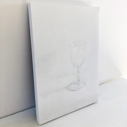 グラスの絵・白いミクストメディア「 un moment   ⅵ 」 インテリアアートパネル・アートピース/送料無料 3枚目の画像