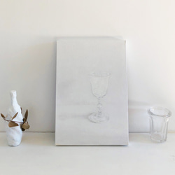 グラスの絵・白いミクストメディア「 un moment   ⅵ 」 インテリアアートパネル・アートピース/送料無料 6枚目の画像