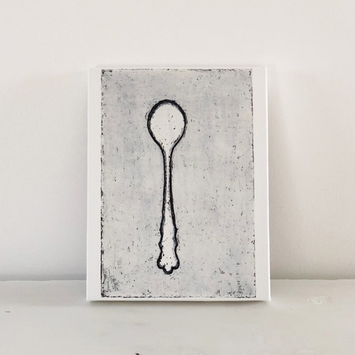 スプーンの絵・ブルーの銅版画「 sound of old days -ⅰ」インテリア