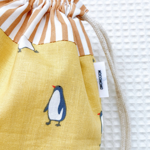 巾着ポーチ*ペンギン 巾着袋 mocomomo 通販 11296142｜Creema