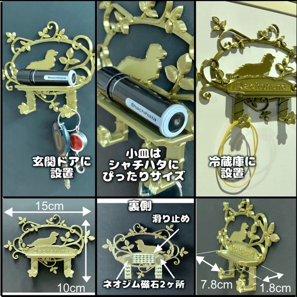 ダックスフンド 樹脂製ドアプレート 鍵掛け 印鑑置き　マスク掛け【箱入り】 4枚目の画像