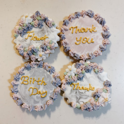 フラワークッキー☆大理石とお花の誕生日やお礼にぴったりなアイシングクッキー♪ 1枚目の画像