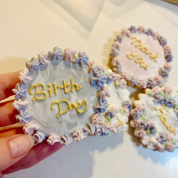 フラワークッキー☆大理石とお花の誕生日やお礼にぴったりなアイシングクッキー♪ 4枚目の画像