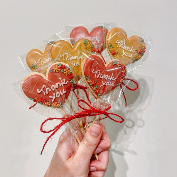 【レッド】ハートの花束アイシングクッキー♡ 1枚目の画像