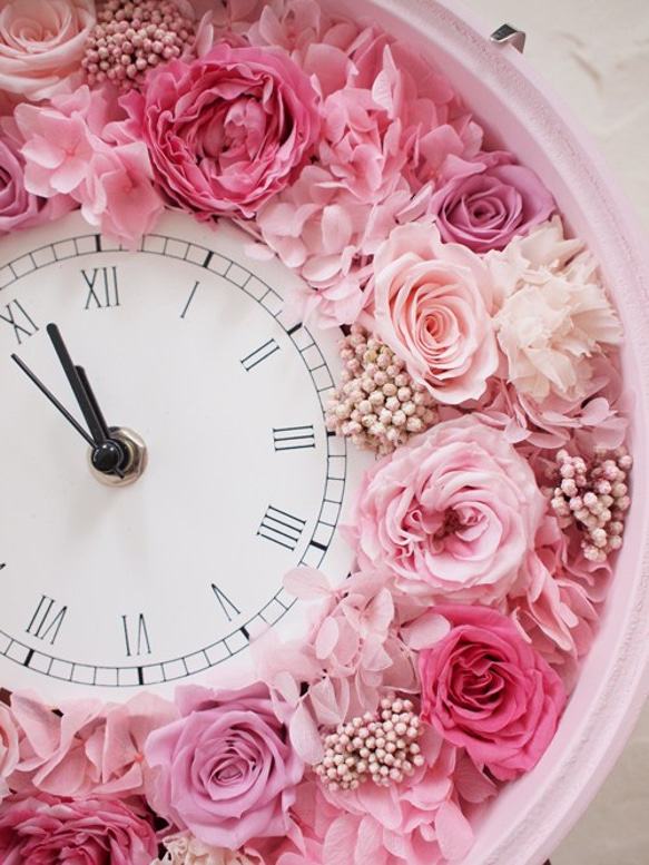 【数量限定】プリザー☆ロマンチックピンクの花時計☆ 2枚目の画像