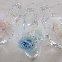 リングピロー☆プリンセスのようなガラスの靴☆ベビーブルー 1枚目の画像