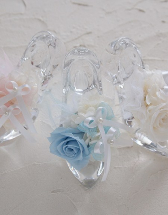 リングピロー☆プリンセスのようなガラスの靴☆ベビーブルー 1枚目の画像