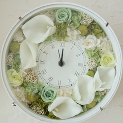 ［Cさま専用］プリザ☆カラーの花時計～ホワイト×グリーン☆ 4枚目の画像