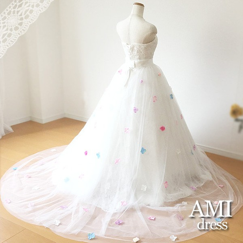 ウェディングドレス ウエストリボン巻きスカート 簡単ドレスアレンジ  