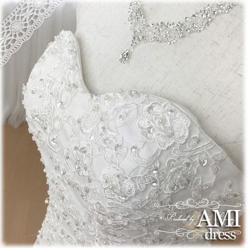 ウェディングドレス Aライン 白 結婚式 挙式 前撮り二次会 刺繍