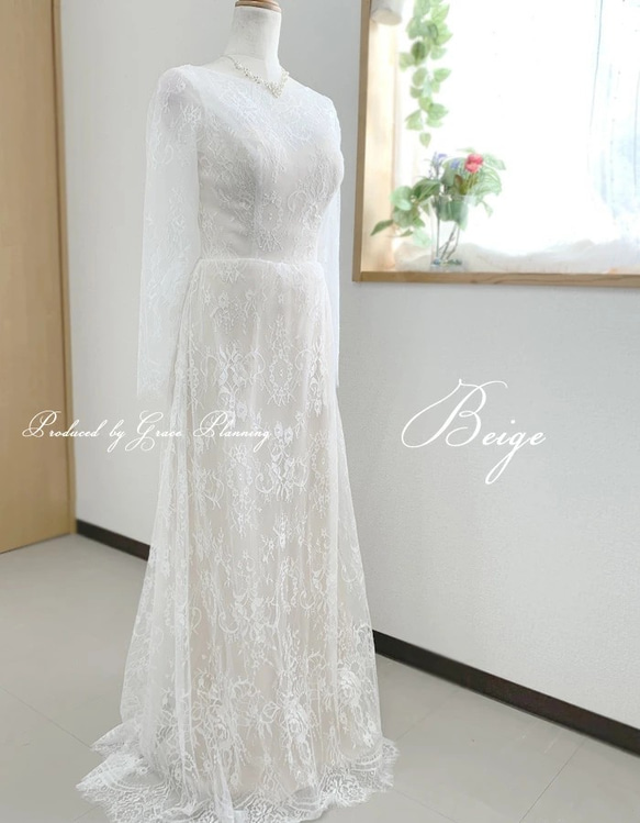 【全2色】ウェディングドレス ウエディング　結婚式  パーティドレス 背中ファスナー ホワイト ベージュ 7013 2枚目の画像