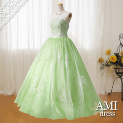 カラードレス　薄緑　5号7号9号11号13号　刺繍　プリンセスライン　結婚式　二次会　51132 1枚目の画像