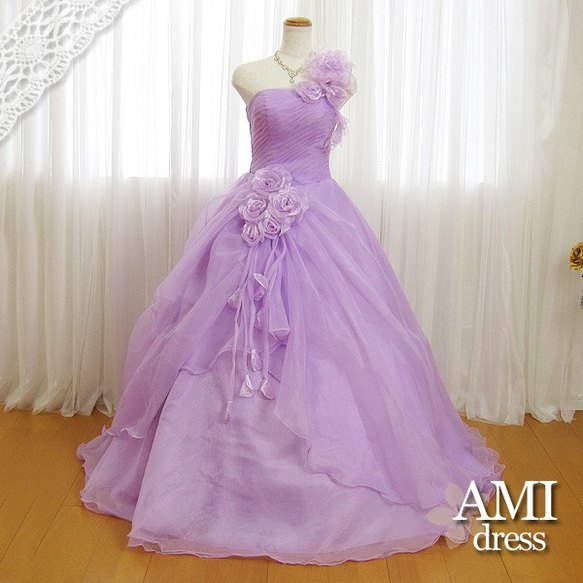 カラードレス ラベンダー 5号～11号 プリンセスライン 花嫁 結婚