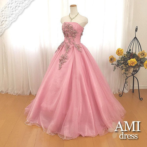 カラードレス モーヴピンク 5号～11号 プリンセスラインドレス 花嫁