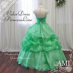 カラードレス　黄緑　7号9号11号　プリンセスラインドレス　花嫁　結婚式　二次会　2142 5枚目の画像