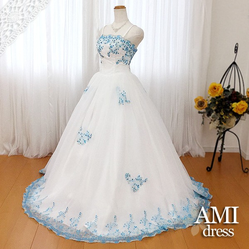 カラードレス 水色 9号11号 プリンセスラインドレス 花嫁 結婚式