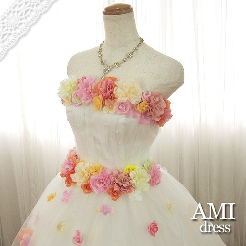 129,580円□お花いっぱい可愛いカラードレス7～9号（後ろ編上げ