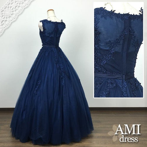 AMI 黒と青の花柄　ロングドレス 1_ce891bf249777bcc616e0a625353