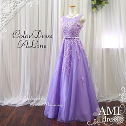 カラードレス 薄紫 ラベンダー7号9号11号13号Ａラインノースリーブ ウェディングドレス　結婚式 発表会 71432 1枚目の画像