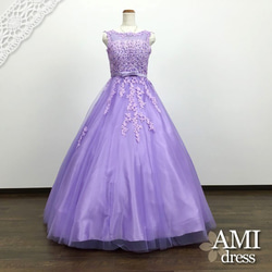 カラードレス 薄紫 ラベンダー7号9号11号13号Ａラインノースリーブ ウェディングドレス　結婚式 発表会 71432 3枚目の画像