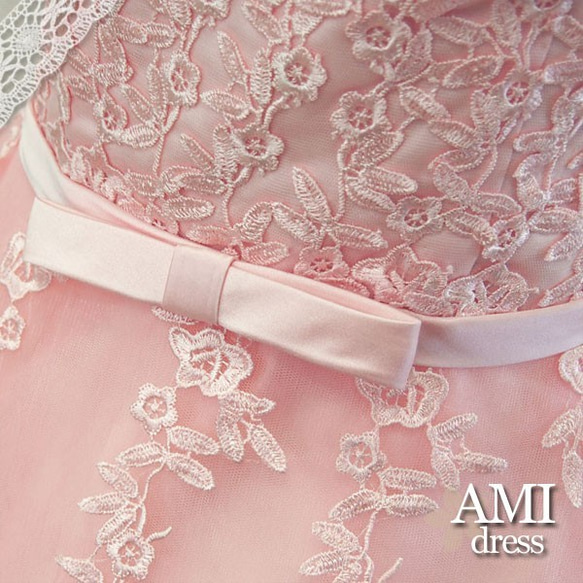 再販 カラードレス ウェディングドレスパーティードレス ピンク  花嫁　結婚式 発表会ドレス 6830 5枚目の画像