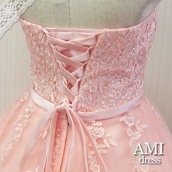 再販 カラードレス ウェディングドレスパーティードレス ピンク  花嫁　結婚式 発表会ドレス 6830 7枚目の画像