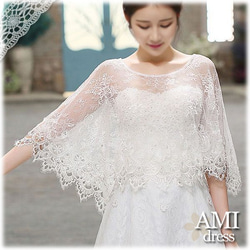 ボレロ 総レース ケープ ショール ウェディングドレスをアレンジ