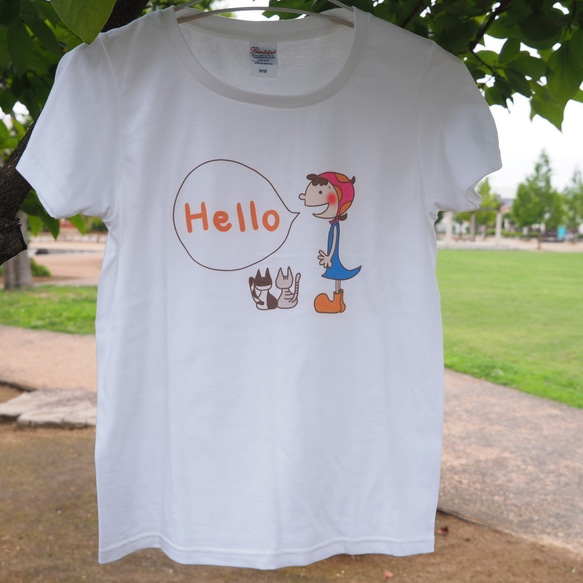 【値下げsale！】Hello，friends．Tシャツ（レディースＭサイズ） 2枚目の画像